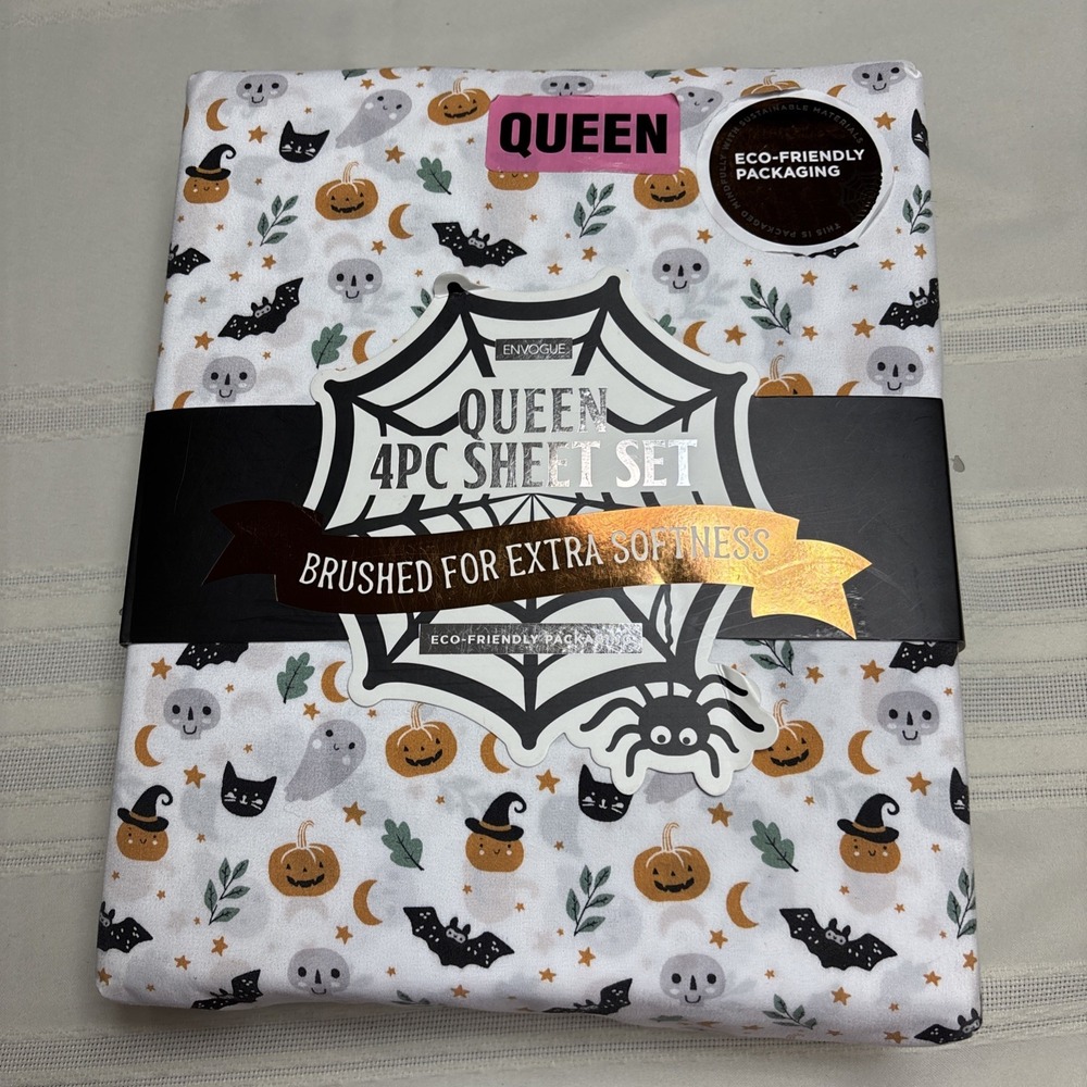 EnVogue Queen 4-Piece Halloween Sheet Set, Multicolor, OEKO-TEX Standard 100